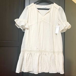 Cream Dress with Ruffle Sleeve - NWT